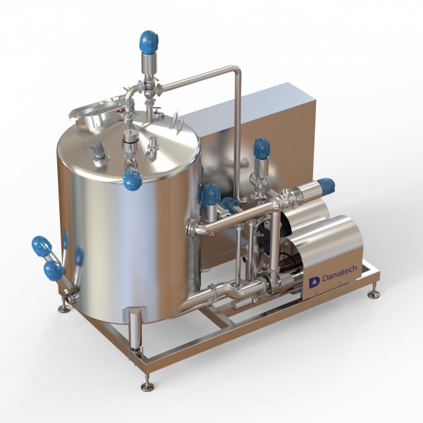 The InlineMaster is a uniquely versatile mixer, designed for quick addition of ingredients. The mixer is equipped with a vacuum feature which allows automatic and high capacity handling of the powder dosing directly from big bags or silos. The InlineMaster can function in a continuous flow over a buffer tank.
